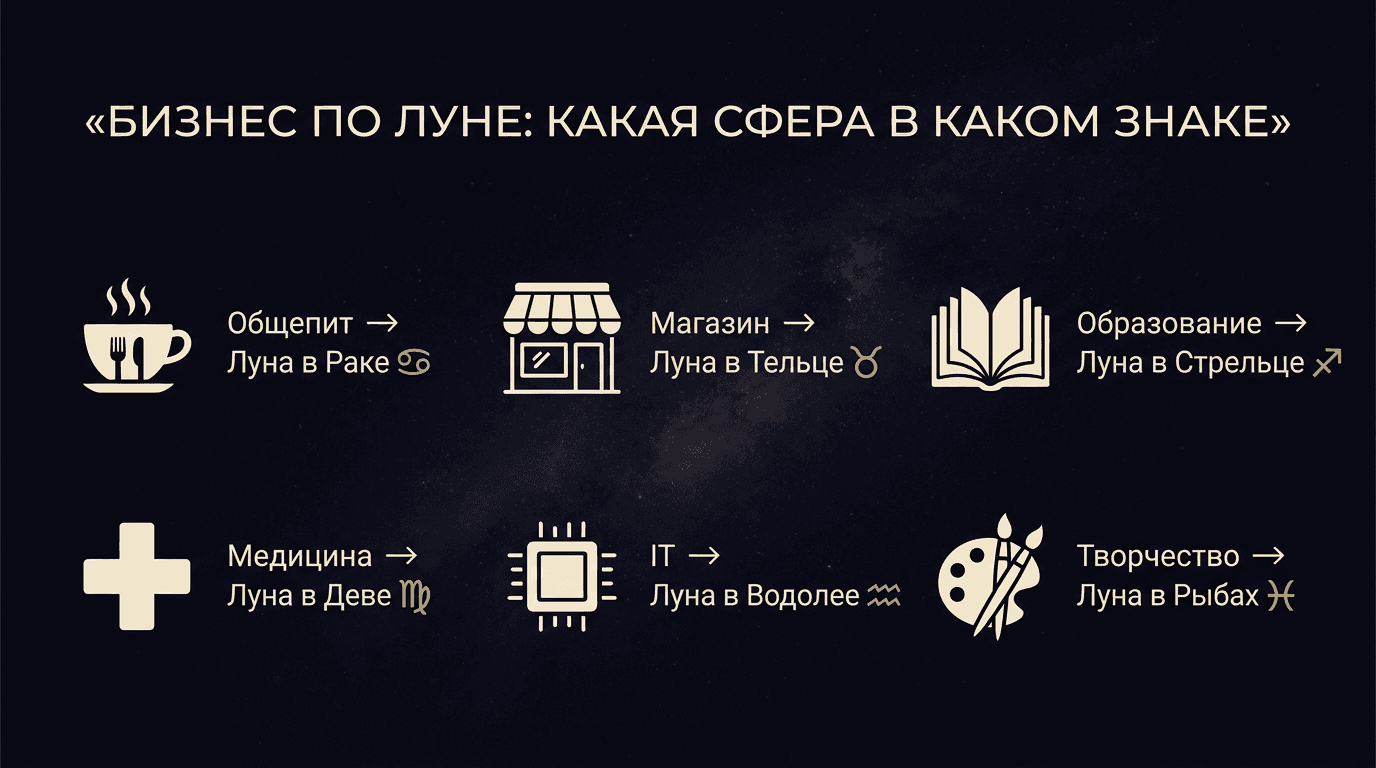 Бизнес по индустрии и знакам Луны
