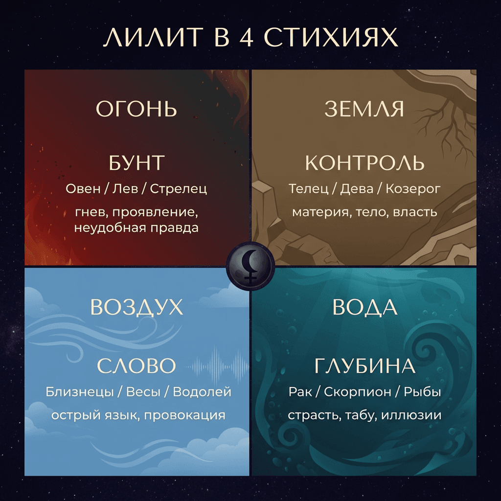 Лилит в 4 стихиях