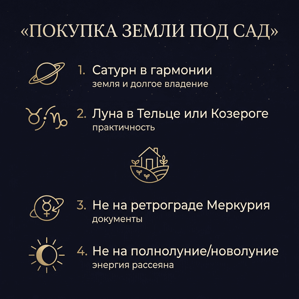 Покупка земли под сад — астрологические критерии