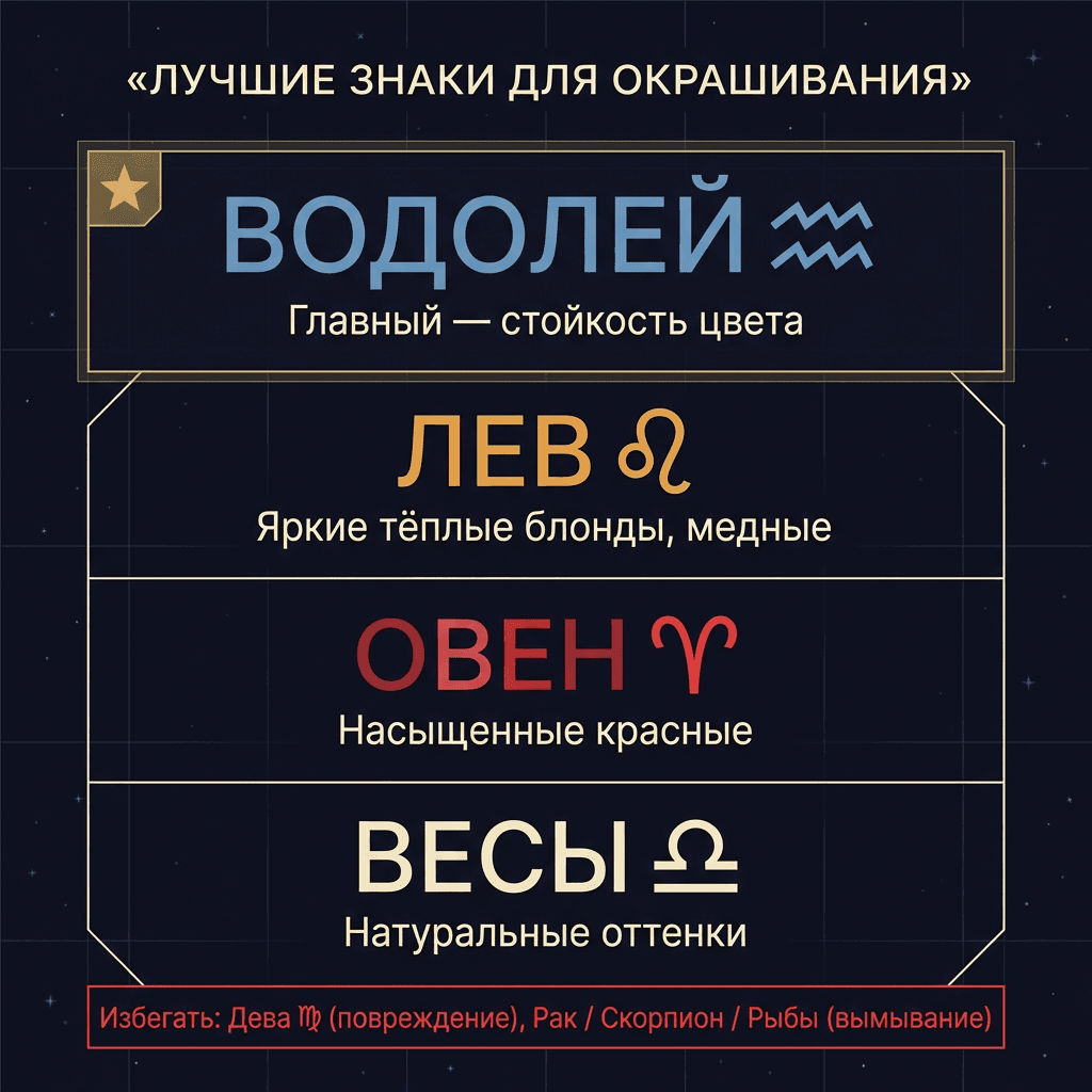 Лучшие знаки для окрашивания волос