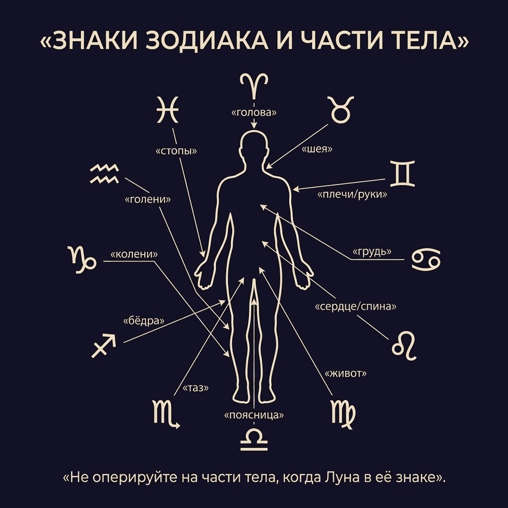 Знаки зодиака и части тела