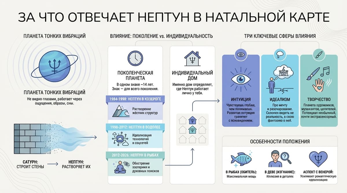 За что отвечает Нептун в натальной карте
