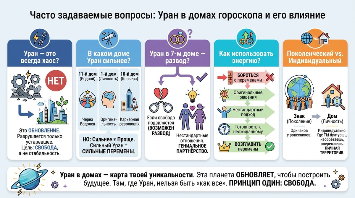 Уран в каждом из 12 домов