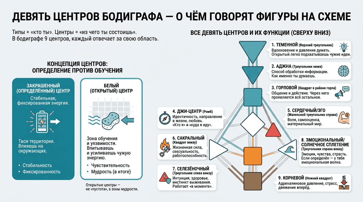 Девять центров бодиграфа — о чём говорят фигуры на схеме