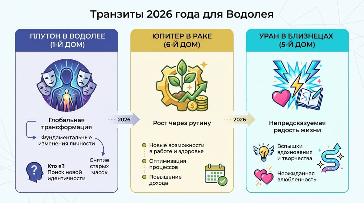 Транзиты 2026 года для Водолея