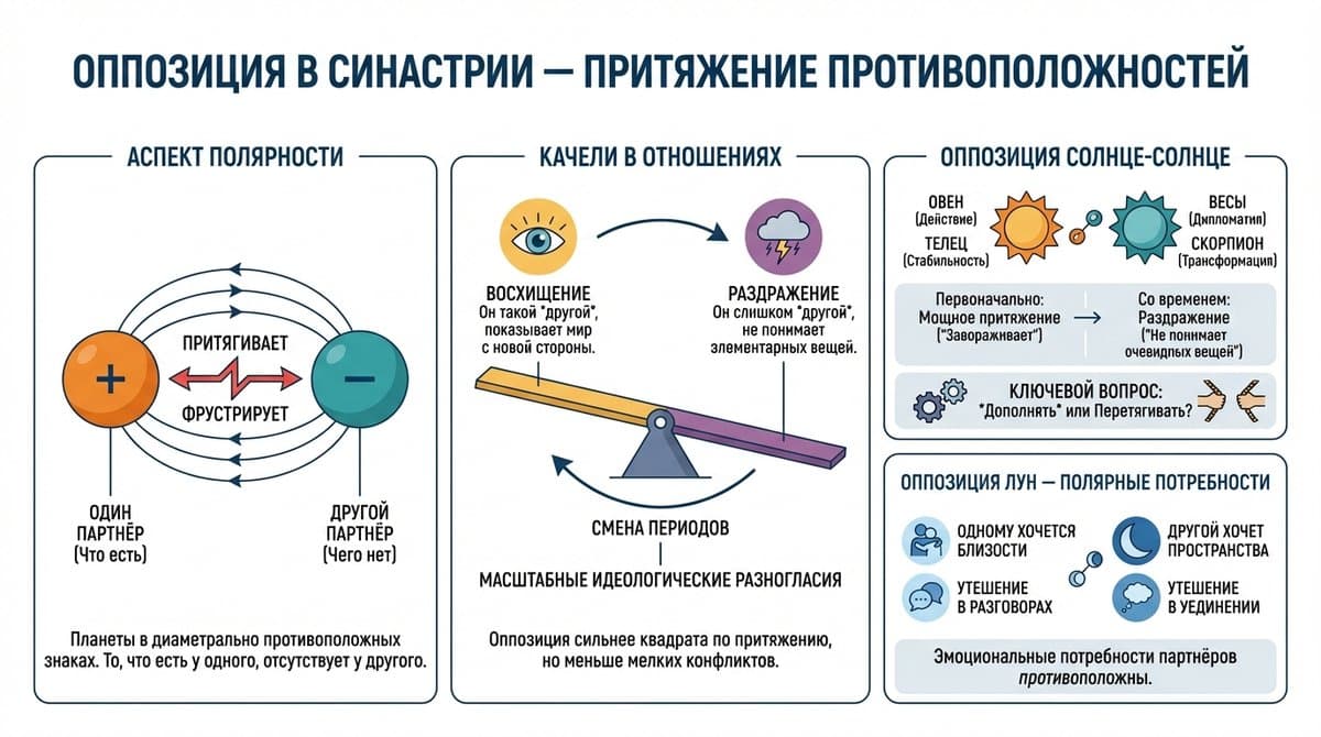 Оппозиция в синастрии — притяжение противоположностей