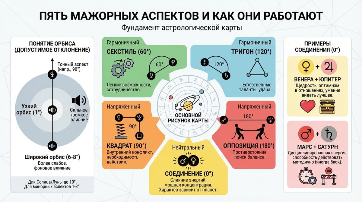 Пять мажорных аспектов и как они работают
