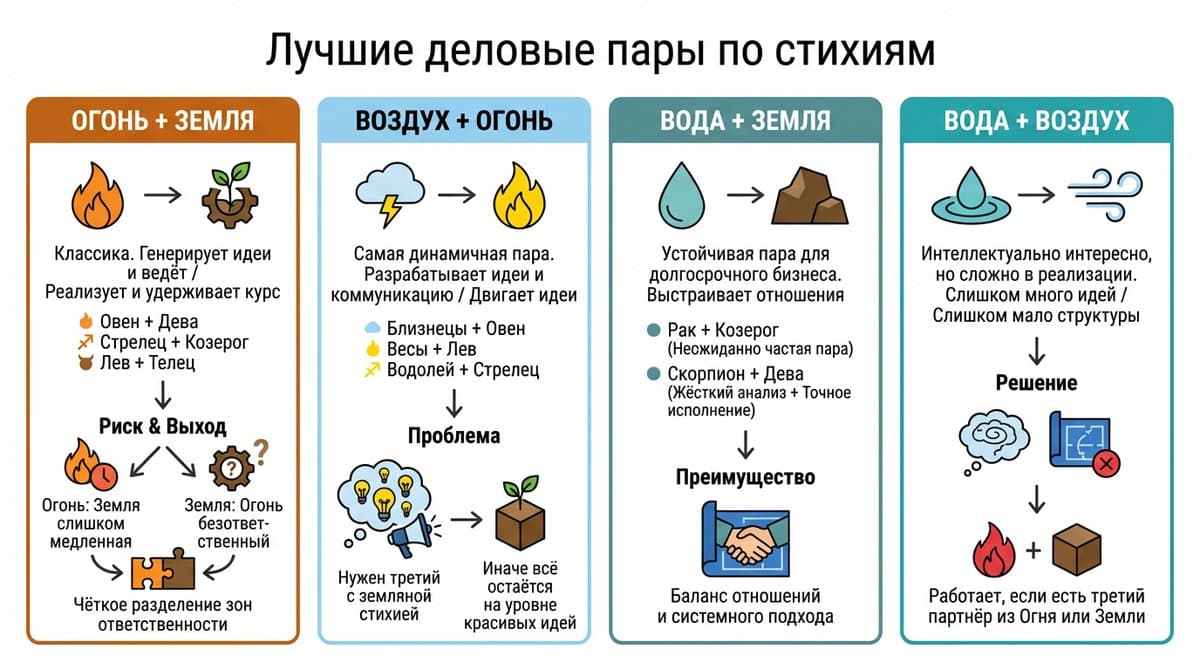 Лучшие деловые пары по стихиям
