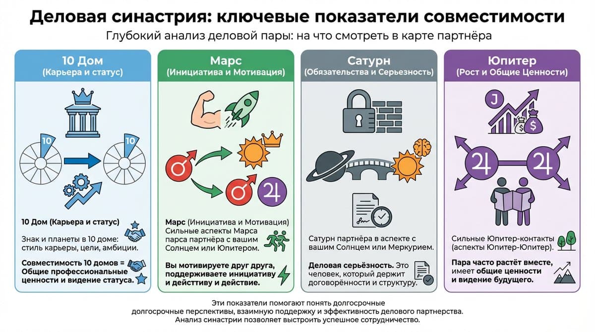 Деловая синастрия: на что смотреть в карте партнёра