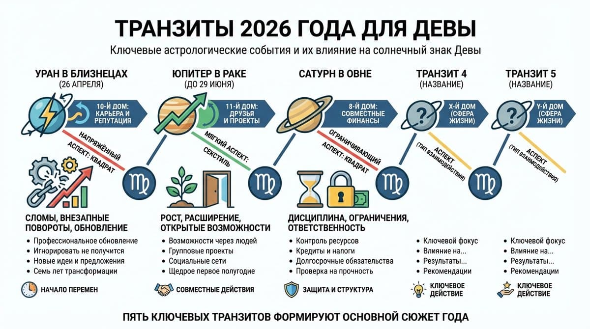 Транзиты 2026 года для Девы