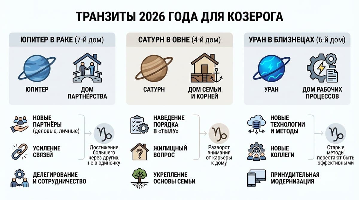 Транзиты 2026 года для Козерога — астрологический прогноз