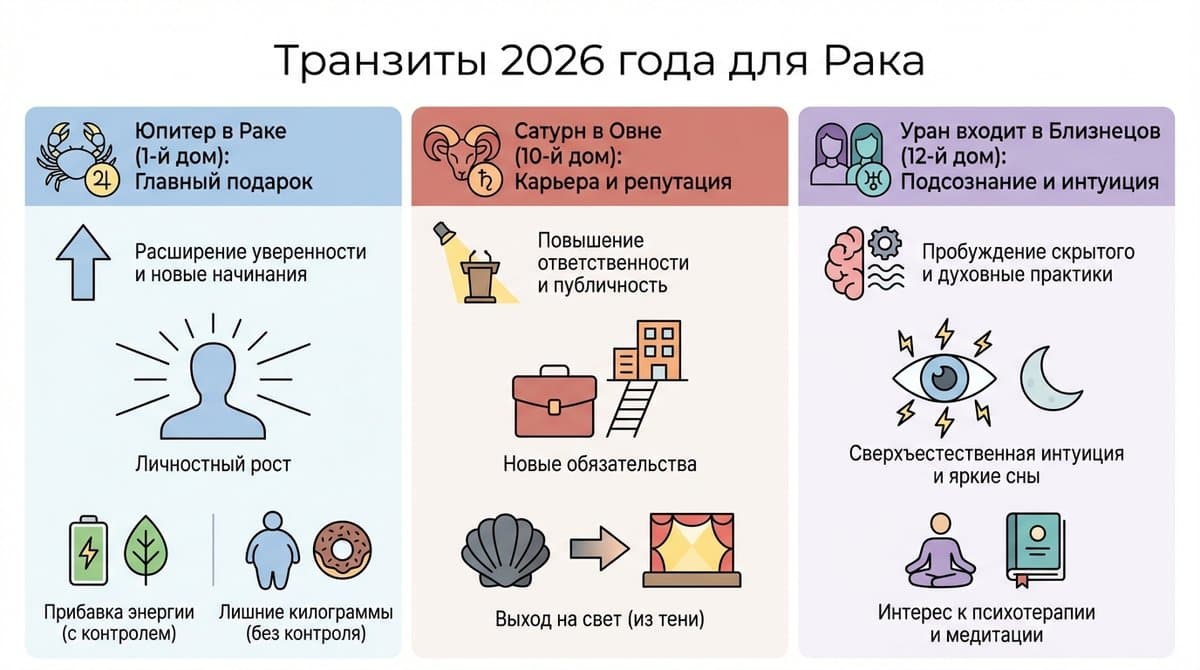 Транзиты 2026 года для знака зодиака Рак