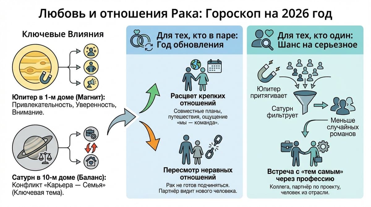 Любовный гороскоп Рака на 2026 год