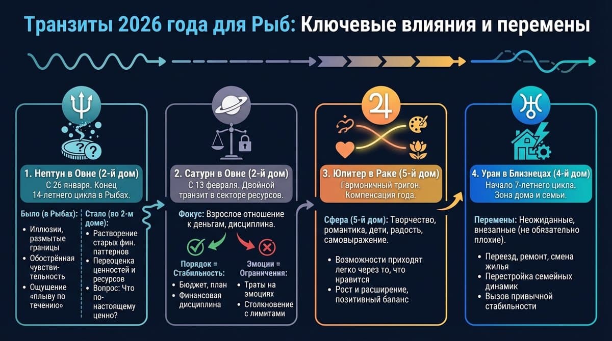 Транзиты 2026 года для Рыб