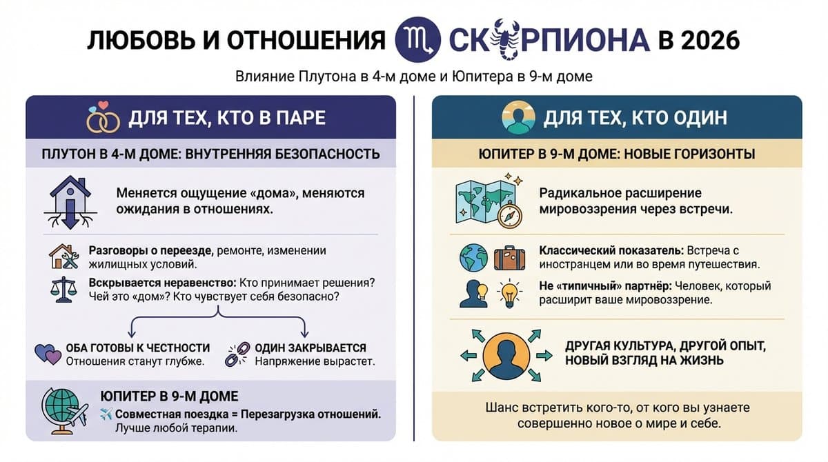 Любовь и отношения Скорпиона в 2026 — любовный гороскоп