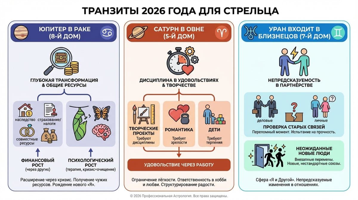 Транзиты 2026 года для знака зодиака Стрелец