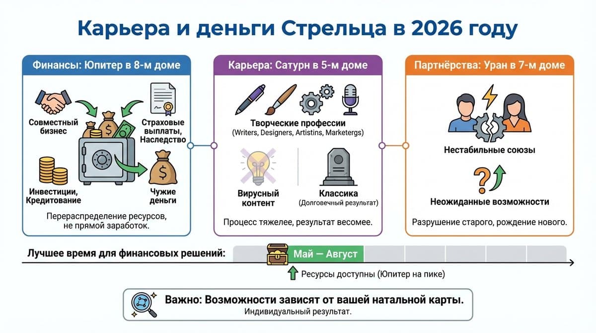 Карьера и деньги Стрельца в 2026 году