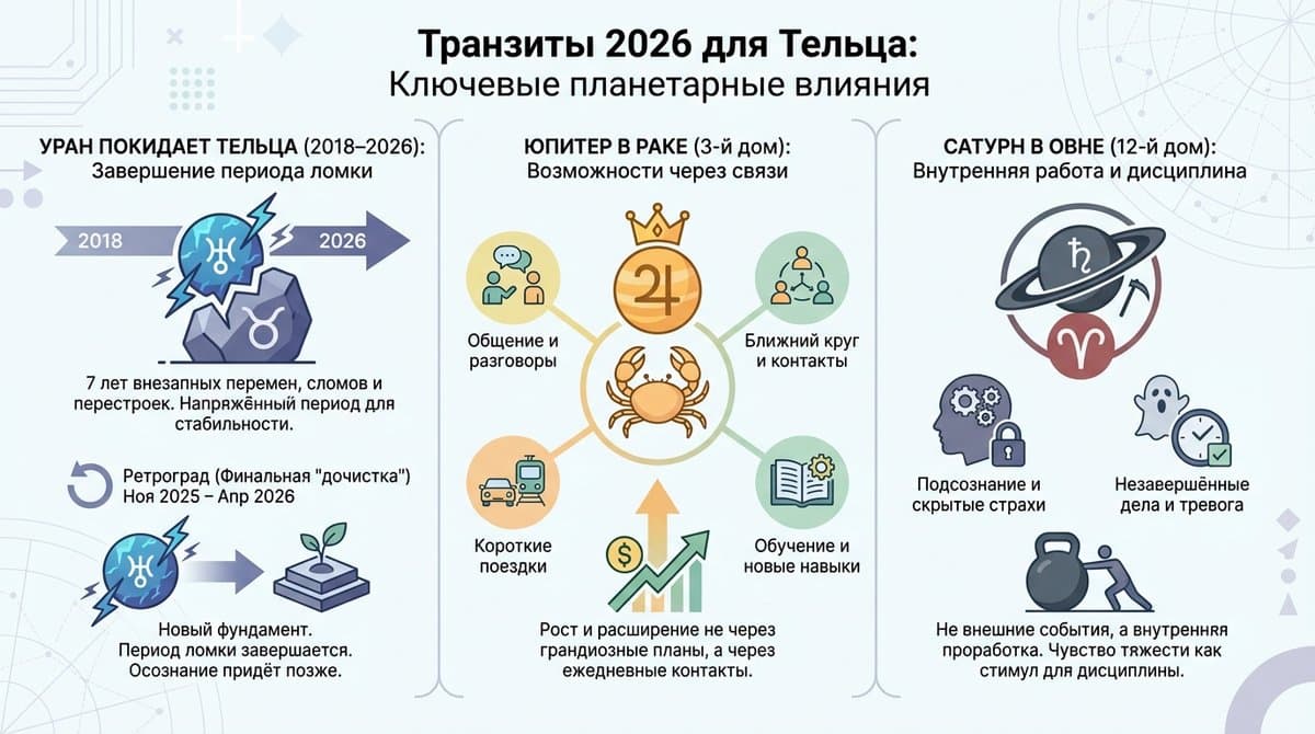 Что происходит на небе — транзиты 2026 для Тельца