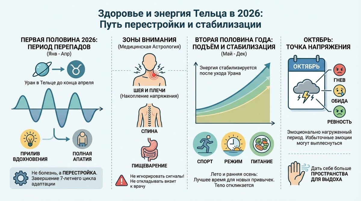 Здоровье и энергия Тельца в 2026