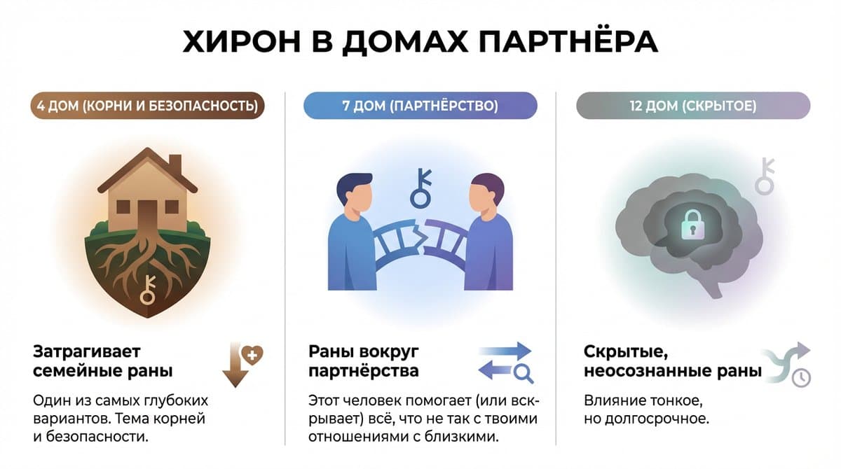 Хирон в домах партнёра