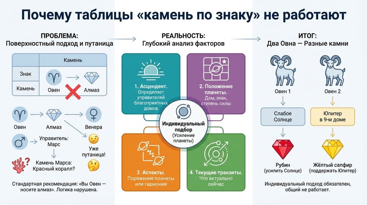 Почему таблицы «камень по знаку» не работают