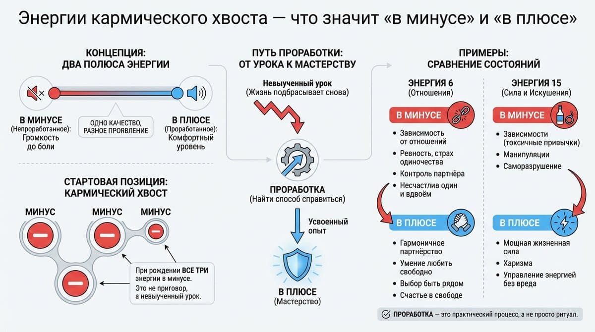 Энергии кармического хвоста — что значит «в минусе» и «в плюсе»