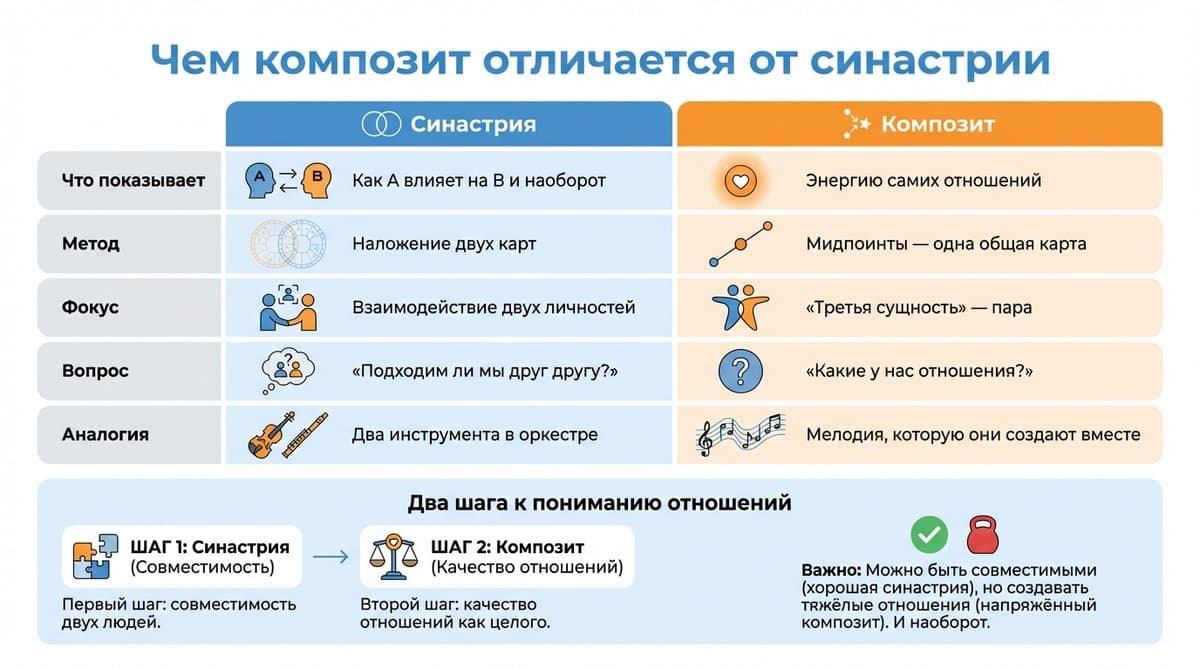 Чем композит отличается от синастрии