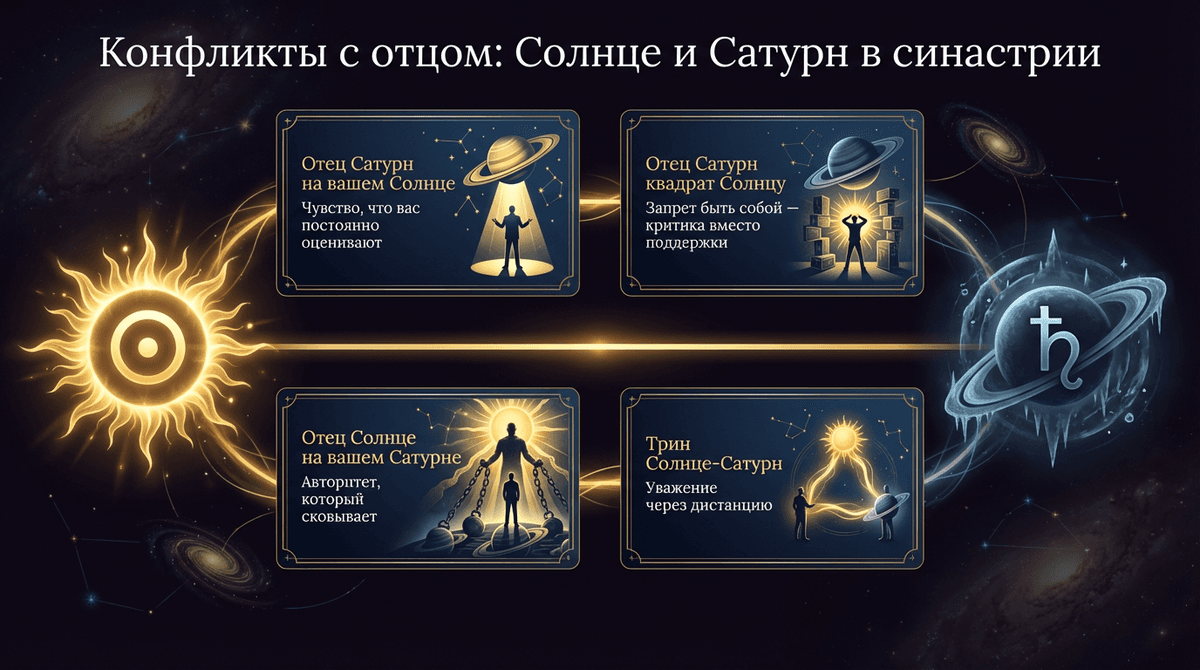 Конфликты с отцом: Солнце и Сатурн в синастрии