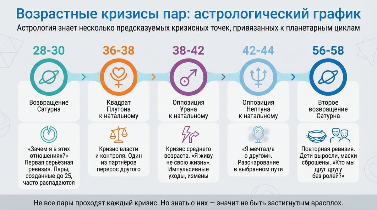 Возрастные кризисы пар: астрологический график