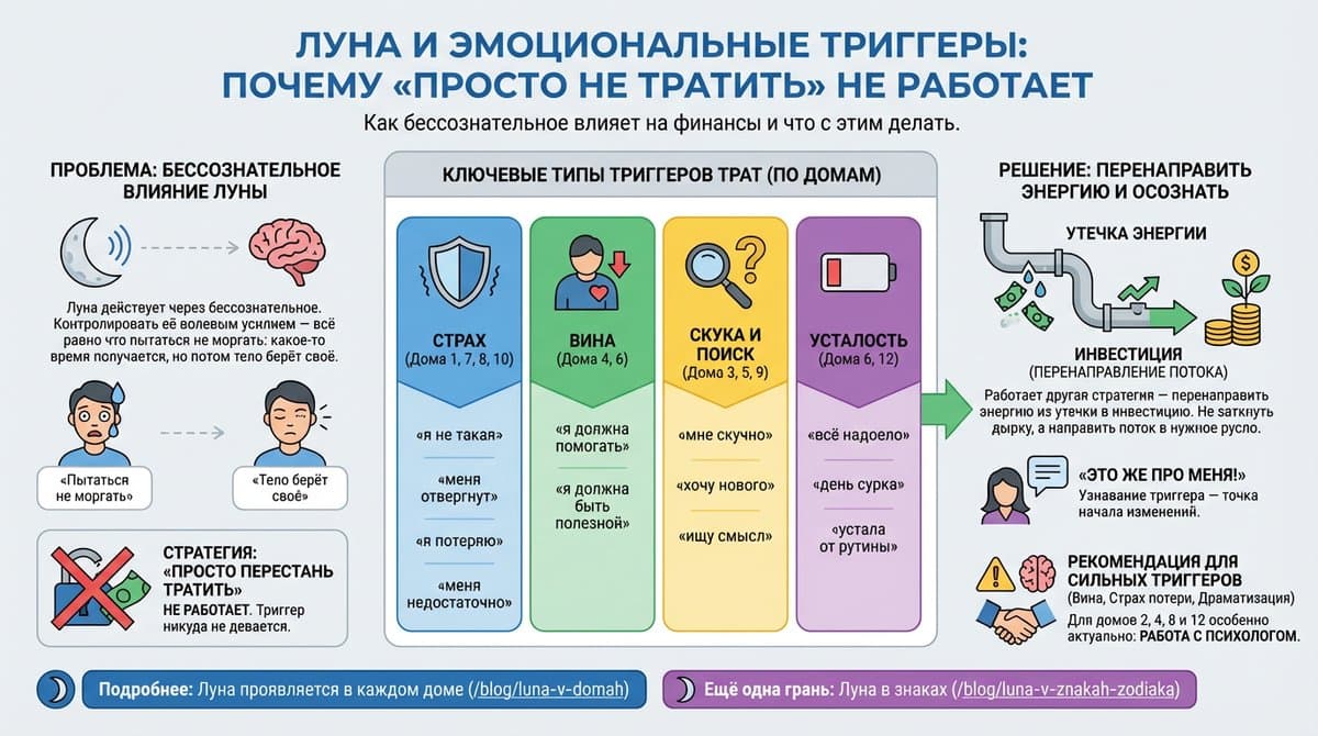 Луна и эмоциональные триггеры: почему «просто не тратить» не работает