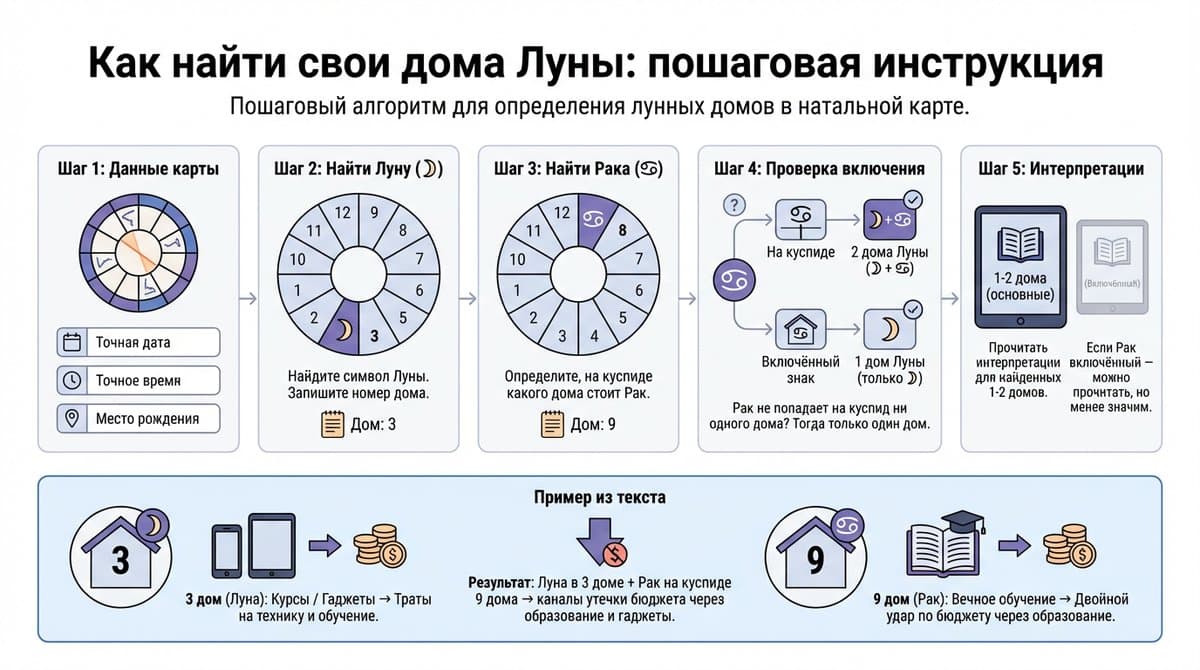 Как найти свои дома Луны: пошаговая инструкция