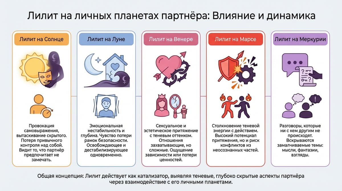 Лилит на личных планетах партнёра
