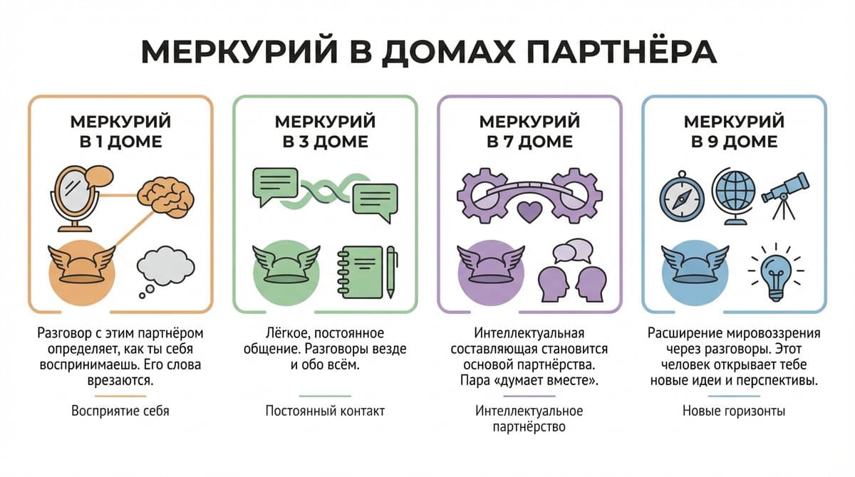 Меркурий в домах партнёра