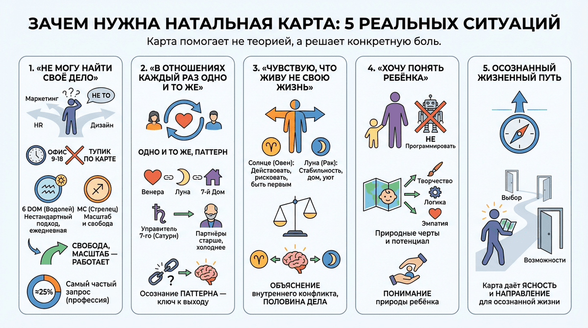 5 ситуаций, когда натальная карта помогает