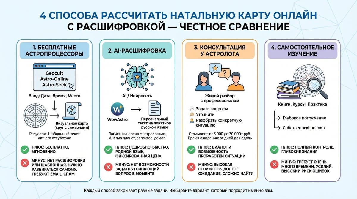 4 способа рассчитать натальную карту онлайн с расшифровкой — честное сравнение