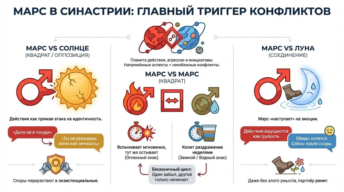 Марс в синастрии — главный триггер конфликтов