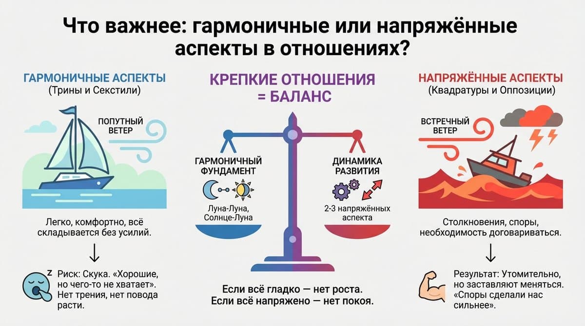 Что важнее: гармоничные или напряжённые аспекты?