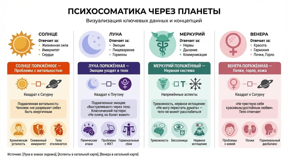 Психосоматика через планеты