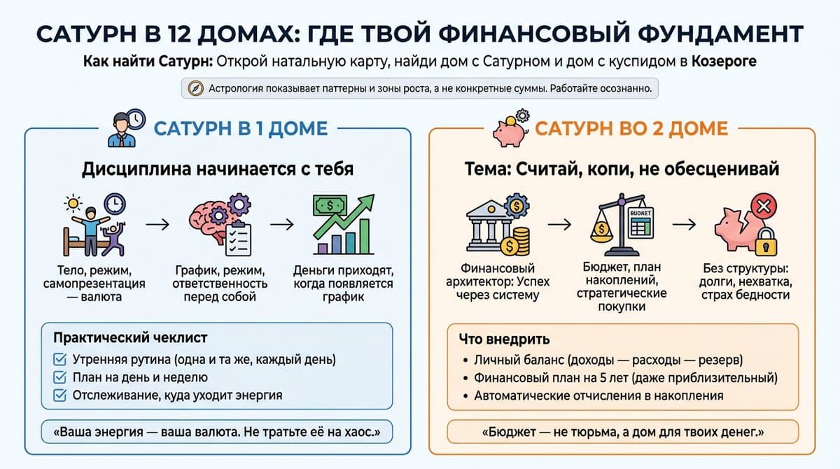Где ваш денежный фундамент: Сатурн в 12 домах