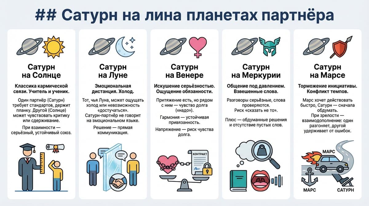 Сатурн на личных планетах партнёра