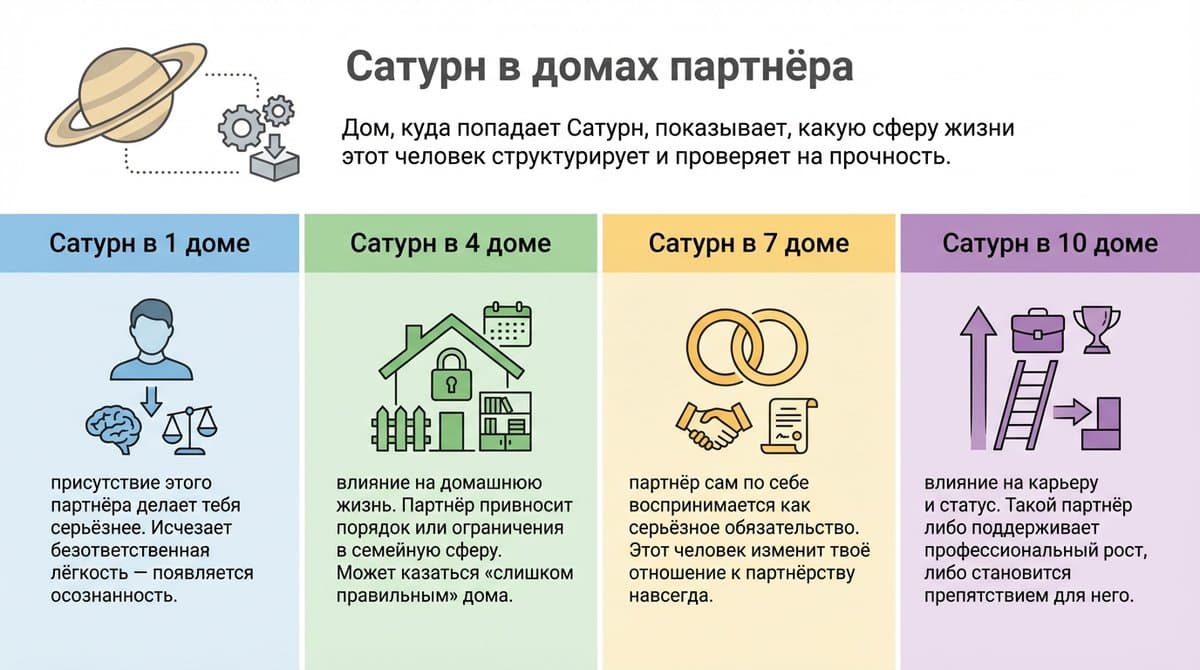 Сатурн в домах партнёра
