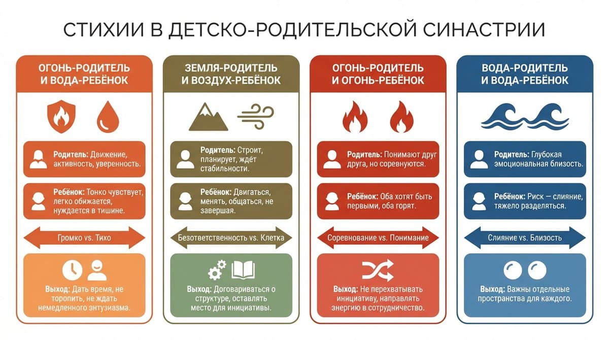 Стихии в детско-родительской синастрии