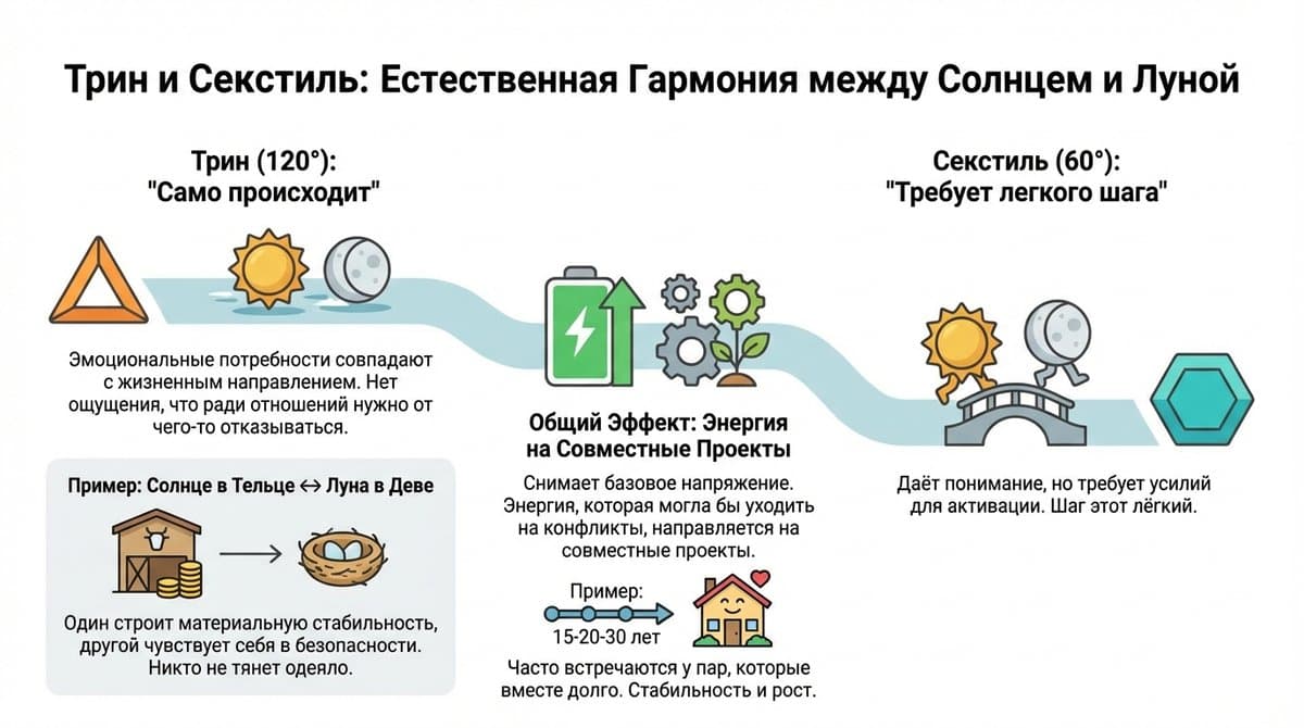 Трин и секстиль -- естественная гармония