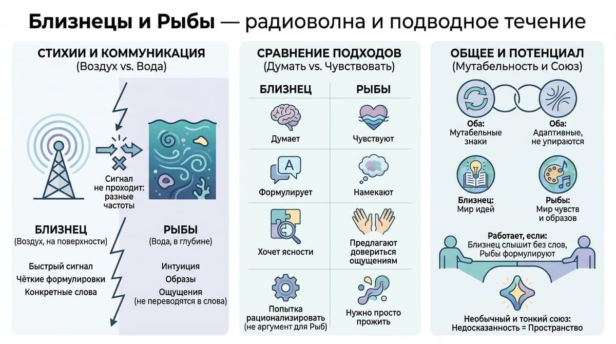 Близнецы и Рыбы — радиоволна и подводное течение