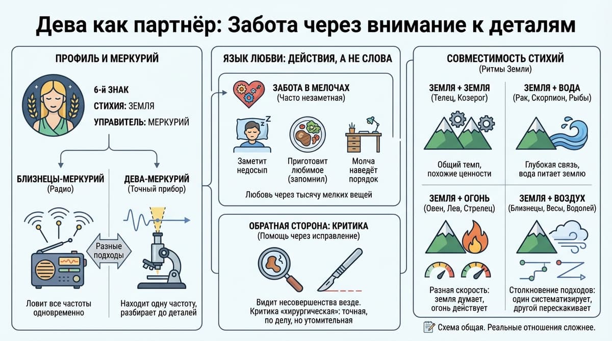 Дева как партнёр — забота через внимание к деталям