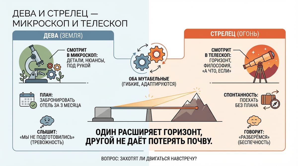 Дева и Стрелец — микроскоп и телескоп