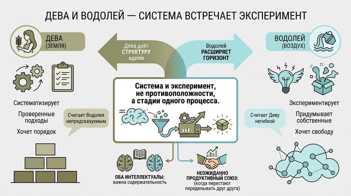Дева и Водолей — система встречает эксперимент
