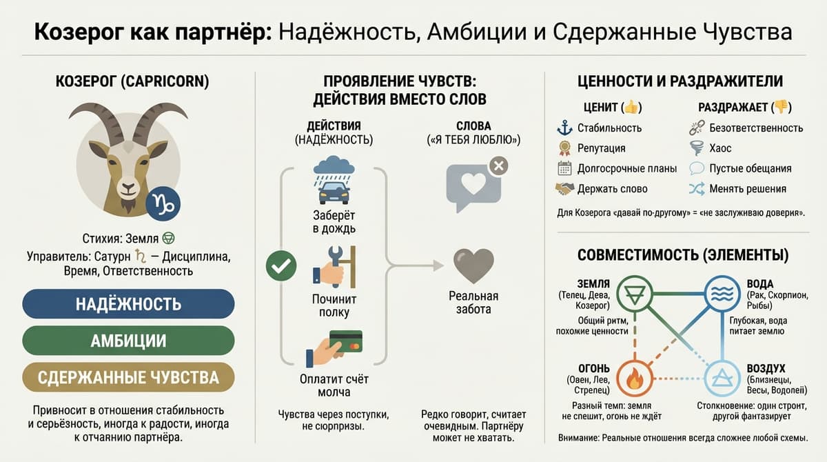 Козерог как партнёр — надёжность, амбиции и сдержанные чувства