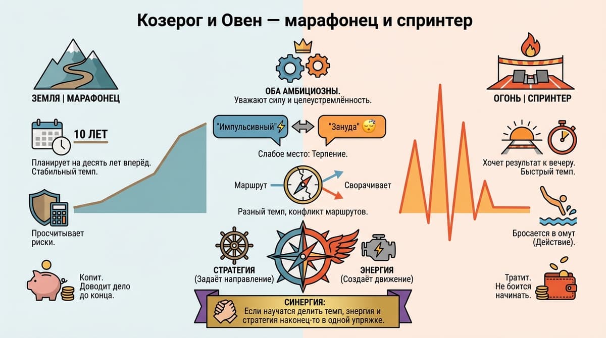 Козерог и Овен — марафонец и спринтер