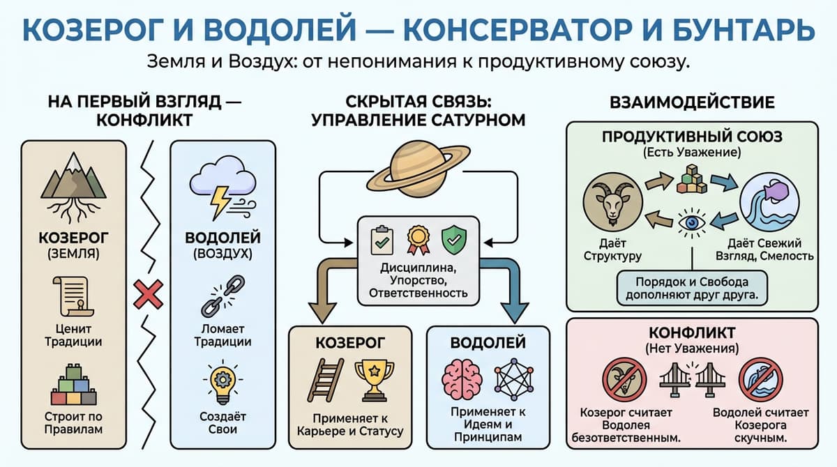 Козерог и Водолей — консерватор и бунтарь